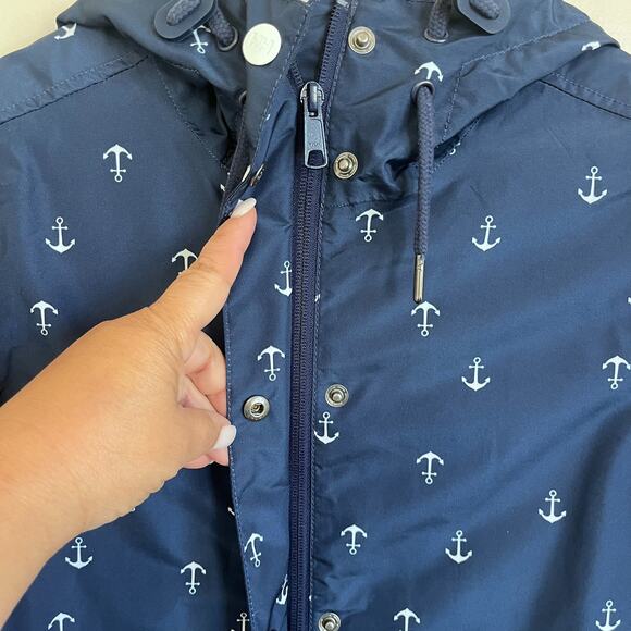 Helly Hansen Lyness Womens Rain Jacket Coat Size XS Blue Nautical Anchor Hooded - Picture 10 of 15